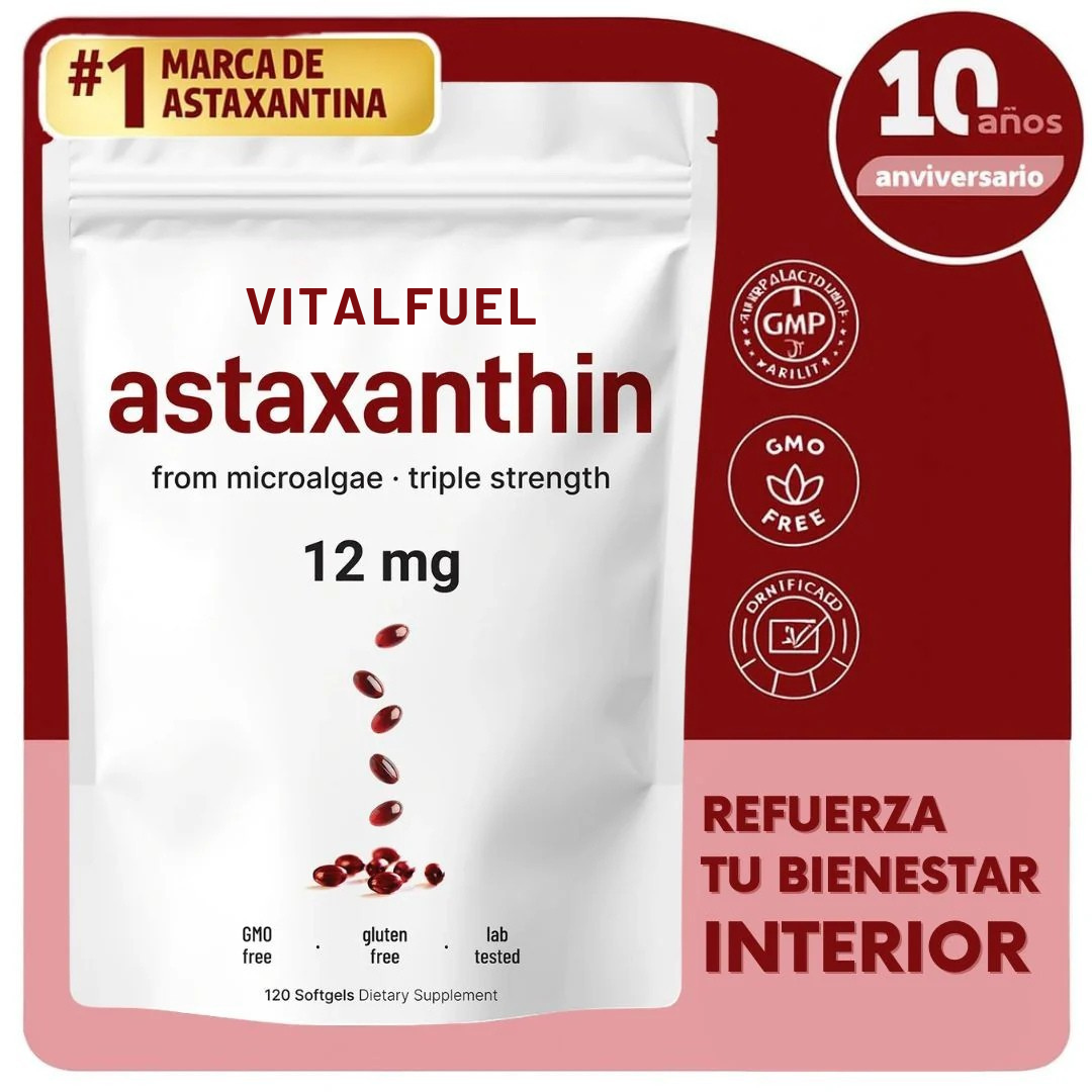 Antioxidante Premium: Mejora tu piel, Aumenta la energía y bienestar - Astaxantina VitalFuel